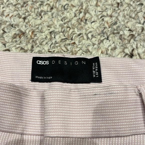 NWOT Asos Design Tapered Cuff Suit Pants Pink Pinstripe 38x32 - Picture 2 of 5